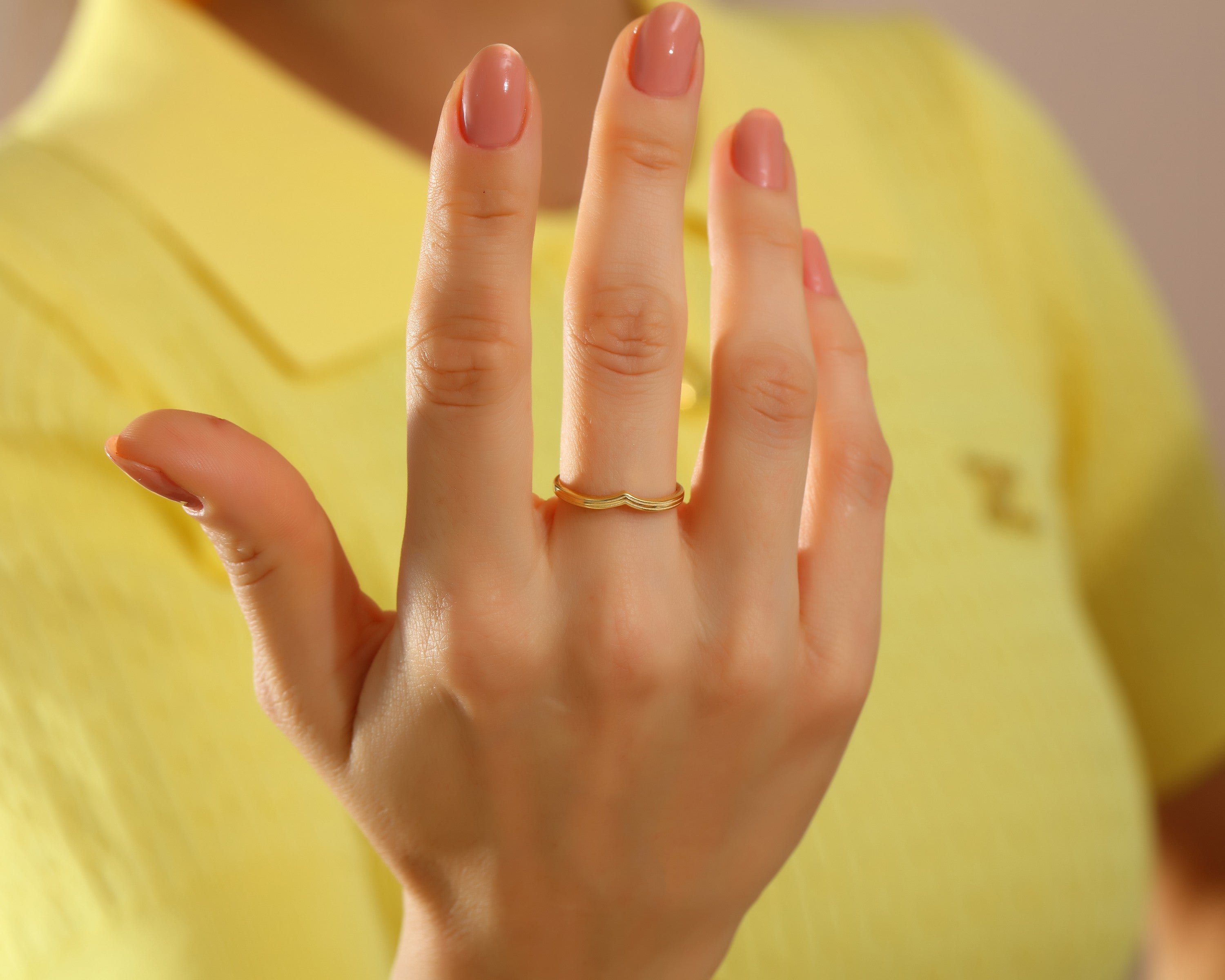 VIECLAT Gold Chevron Wishbone Stacking Ring