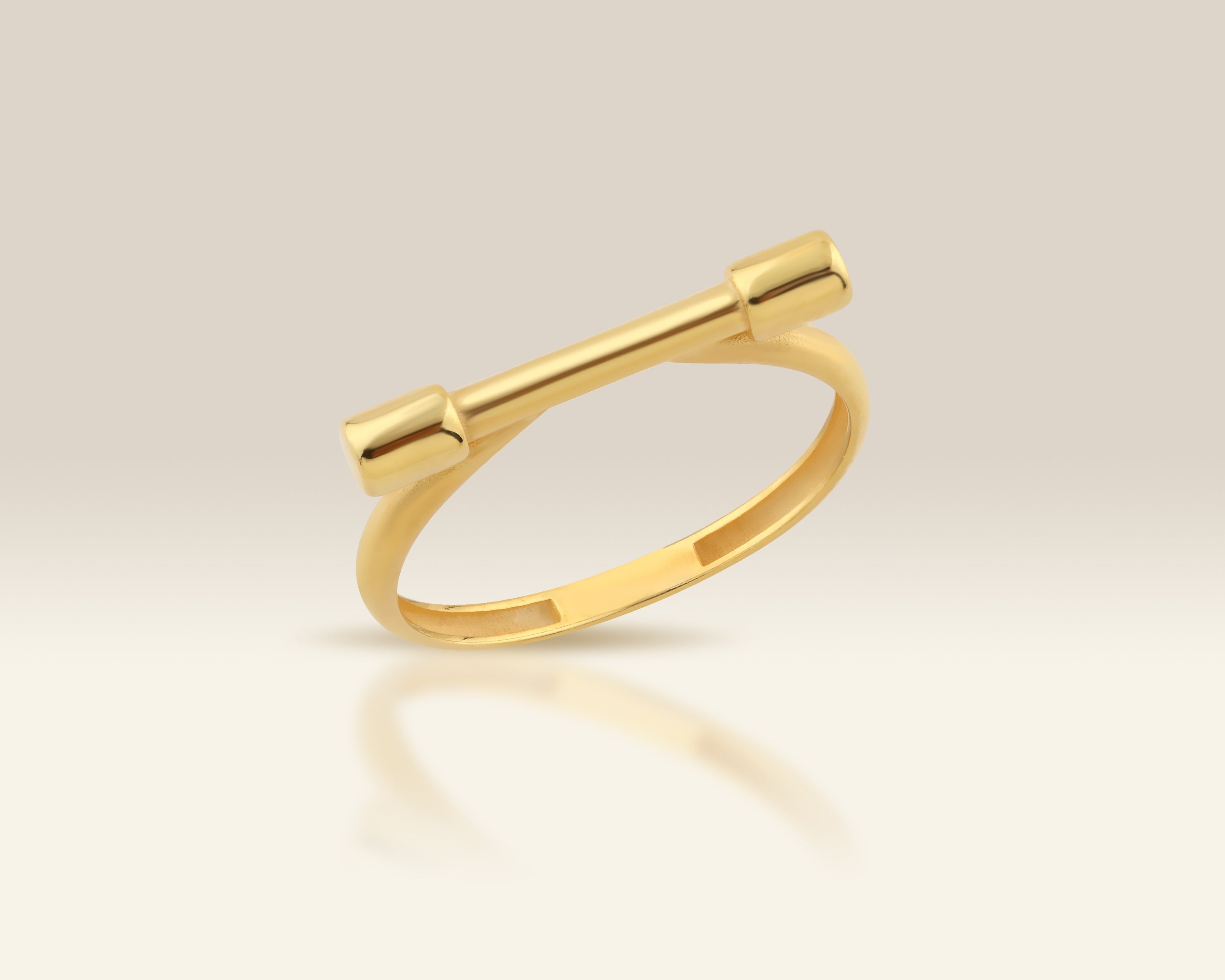 VIECLAT Solid Yellow Gold Horizontal Bar Ring