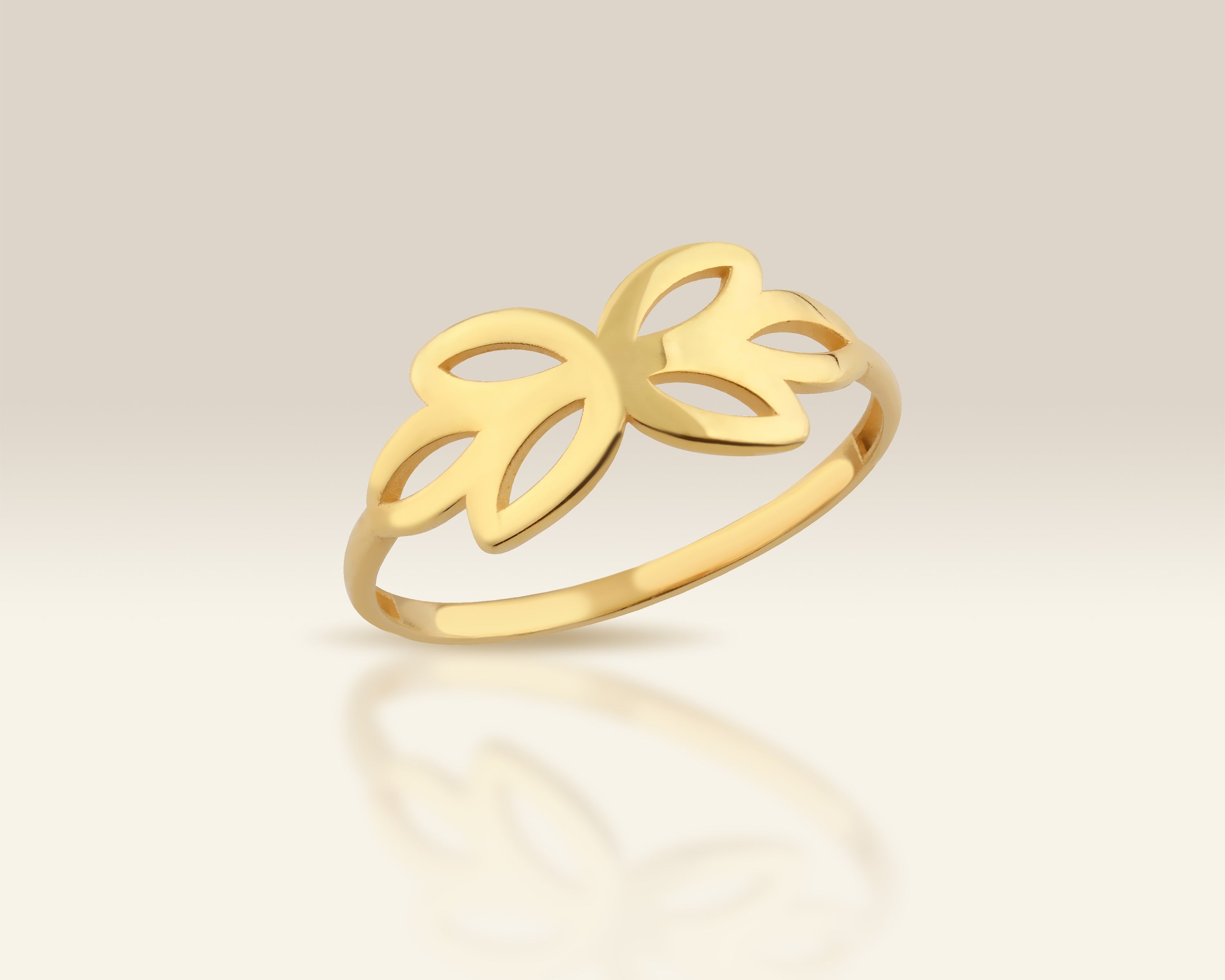 VIECLAT Solid Yellow Gold Butterfly Leaf Ring